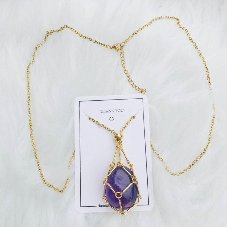 Crystal Cage Necklace Fashionable Metal Chain Neckwear Women Men Collecting Stone Holder Neckchain Jewelry Silver/Gold