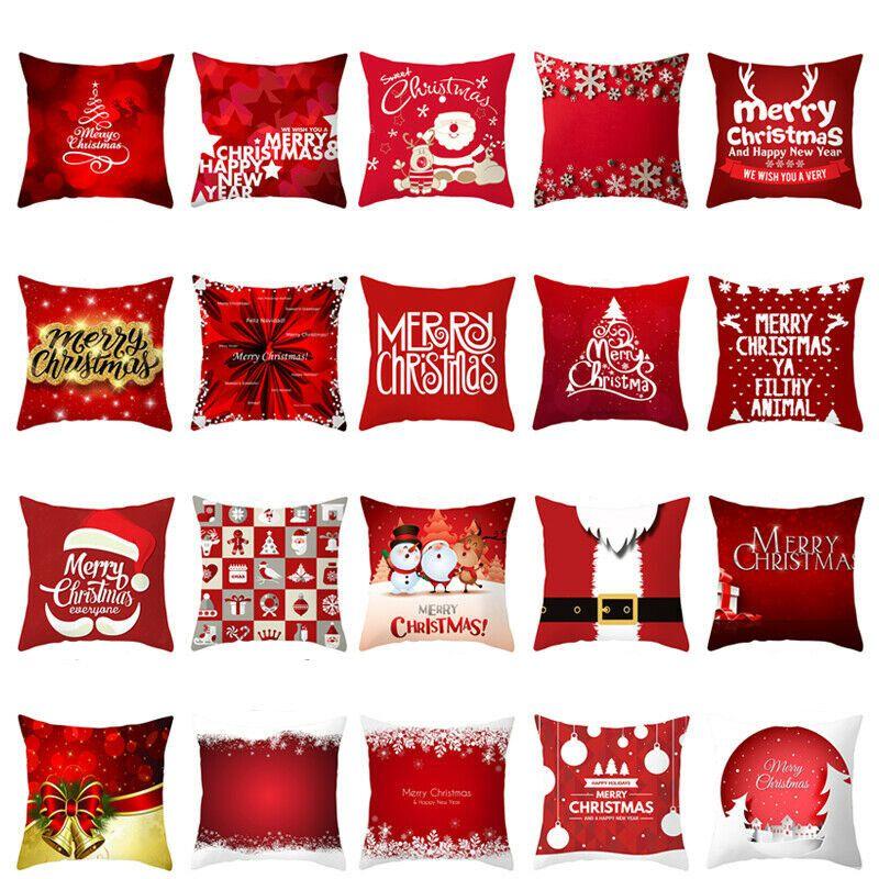 Festive Christmas Red Pillow Case Luxurious Cushion Cover For Cheerful Home Decor