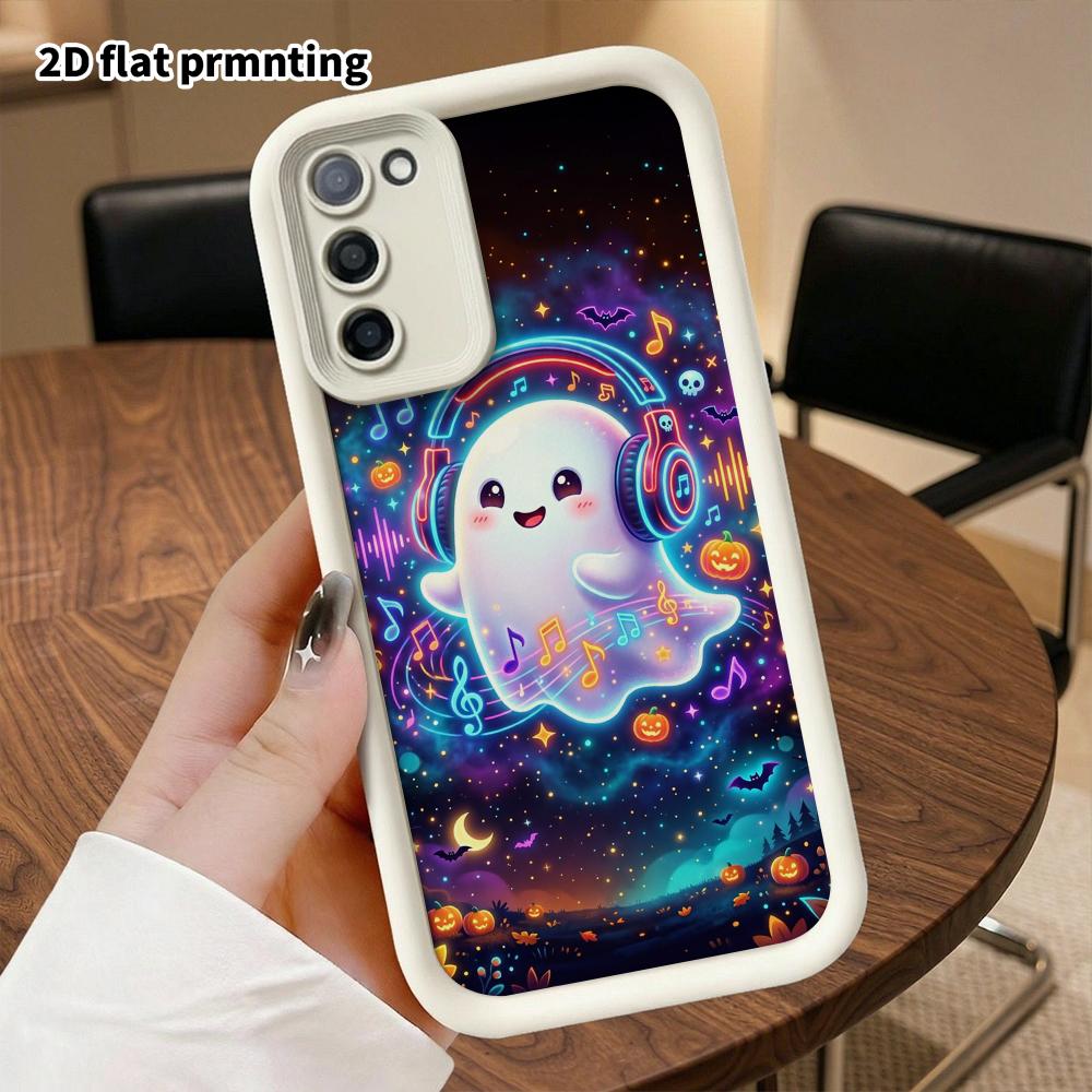 Phone Case: 2D Flat, Suitable for Samsung Galaxy A34 A35 M05 M06 S20 S22 S21 FE Plus 5G Protective Case, Neon Little Ghost, Perfect Christmas and Hall