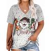 Summer Ladies Christmas 3D Printed V-Neck T-Shirt Fashion Versatile Trend Breathable Casual