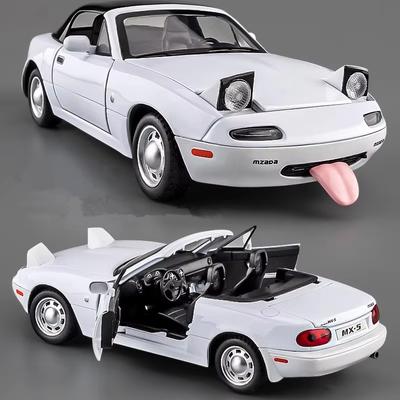 1:32 Mazda MX-5 Retro Alloy Convertible Sports Car Model Die-cast Metal Racing Car Model Sound and Light Children's Toy Boy Gift Collection Ornaments