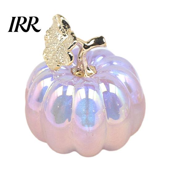Electroplated Leaves Ornament Acrylic Simulation Pumpkin Decor, Halloween Fake Desktop Decoration for Table Car, Spooky Party Centerpiece Home Decor