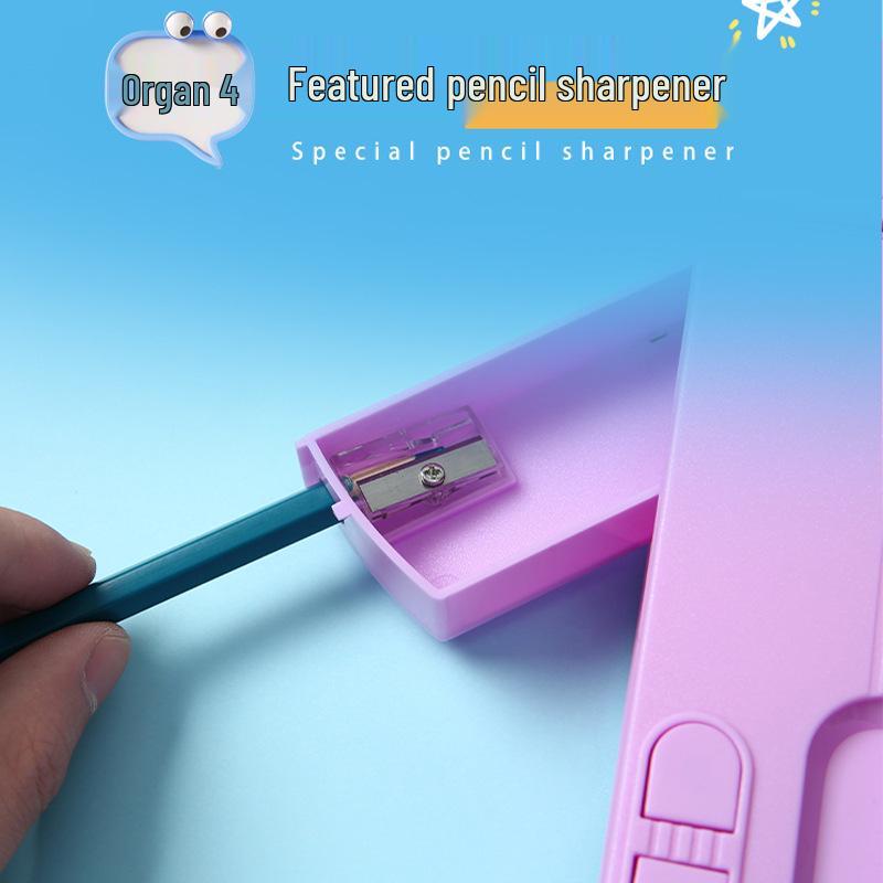 Multifunctional Calculator Pencil Case: Large Capacity Plastic Stationery Box for Primary School Students