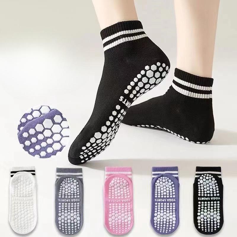 Enkellange Sportsokken met Antislip Grip en Gestreept Manchet voor Yoga en Fitness