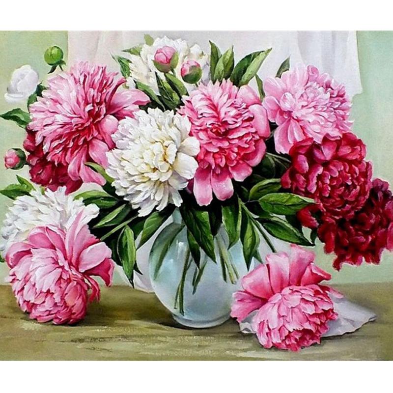 Artistic Flower Picture Unframd Handmade Oil Painting DIY Digital Kits Canvas Draw Home Decro Gift
