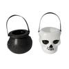 1 Pcs Black or White Plastic Candy Jar Skull Witch Candy Kettle Halloween Party Hanging Props Decor