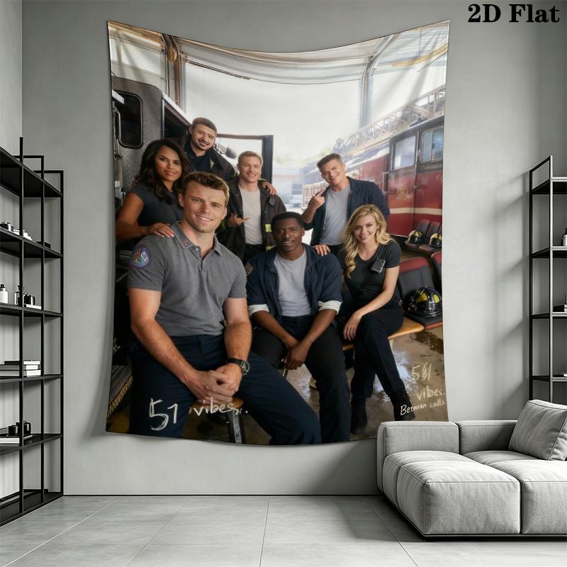 Chicago Fire Wall Tapestry Aesthetic Wall Hanging Printed Fabric Blanket Decorative Tapestries for Bedroom Living Room Home Decor