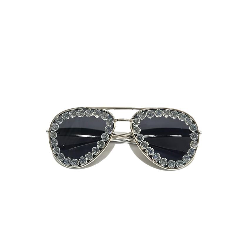 Diamond-studded large-frame sunglasses, new women's sunglasses, exaggerated large-frame sunglasses, metallic sunglasses with high personality