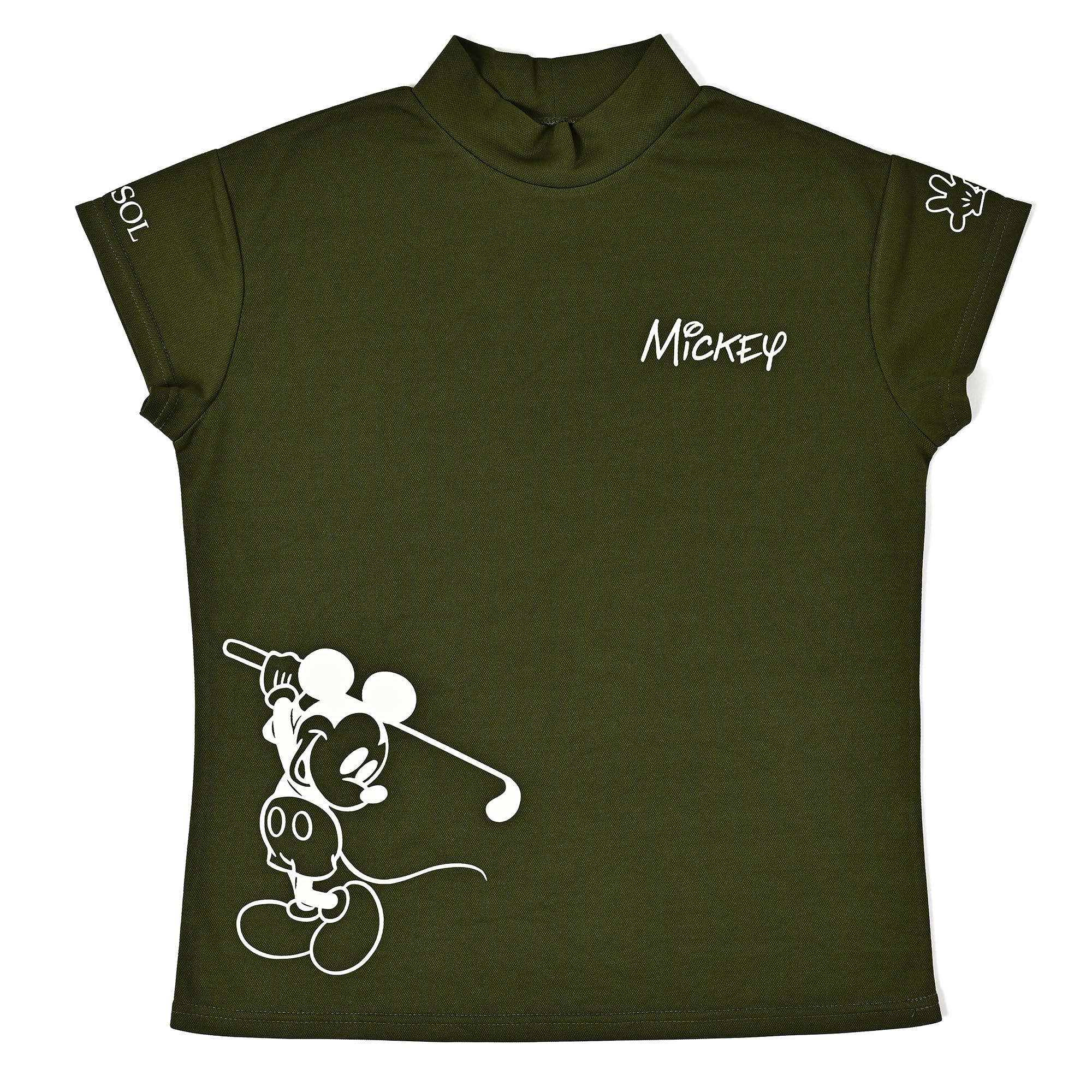 

Mickey Mouse Short Sleeve Mock Neck Shirt [Delsol] (JP, Alphabet, L, Standard, Khaki)