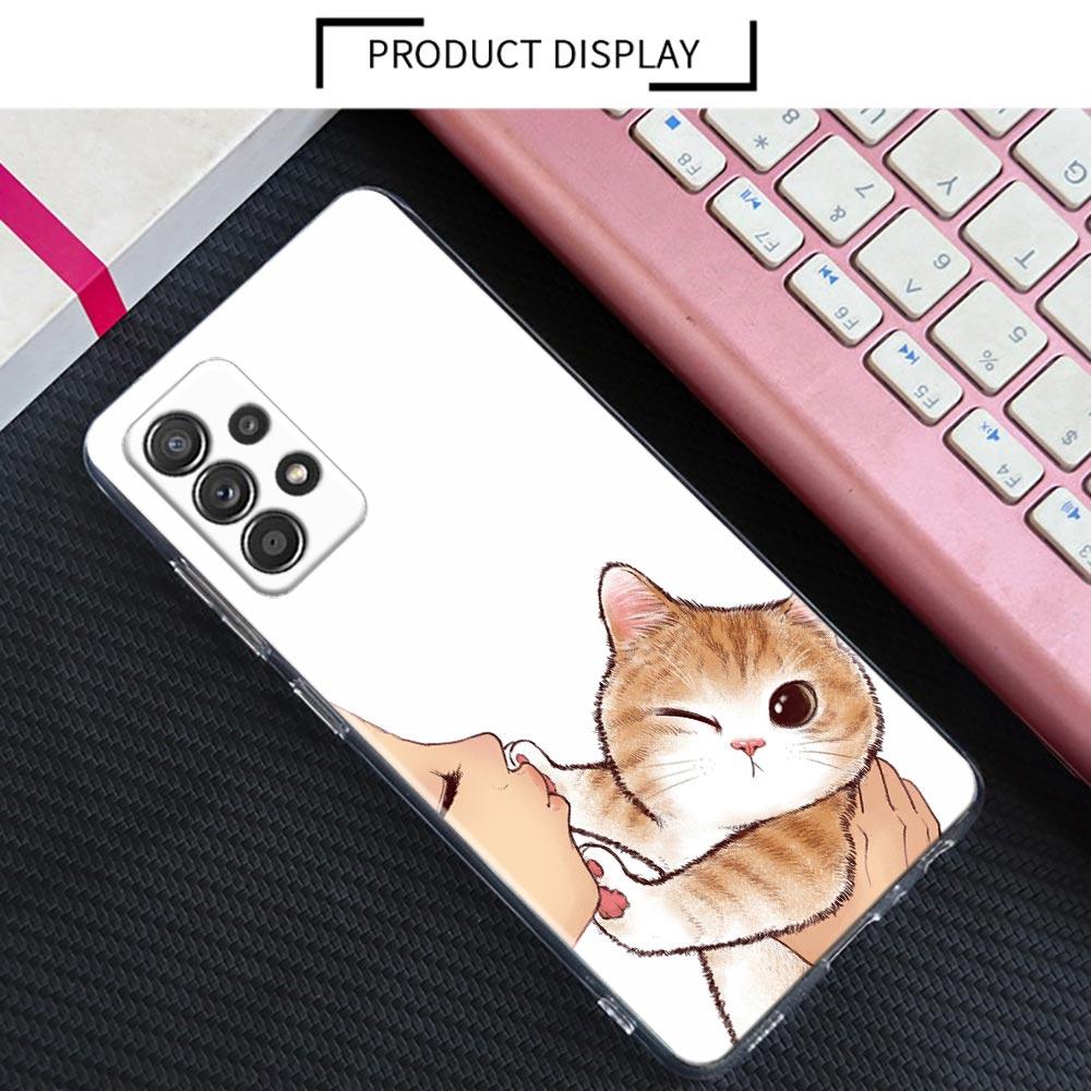 Cute Cat Don't Kiss Me Clear Case For Samsung Galaxy A52 5G A53 A72 A53 A73 A51 A33 A32 A41 A22 A23 Soft Phone Cover