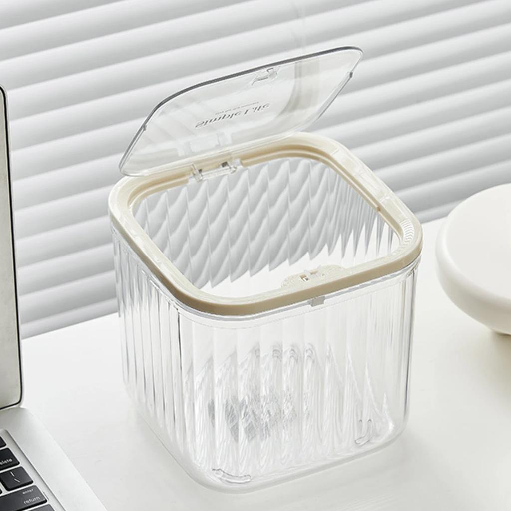 Press Type Mini Desktop Trash Can Transparent High Beauty Desktop Paper Basket Household Student Dormitory Storage Bucket