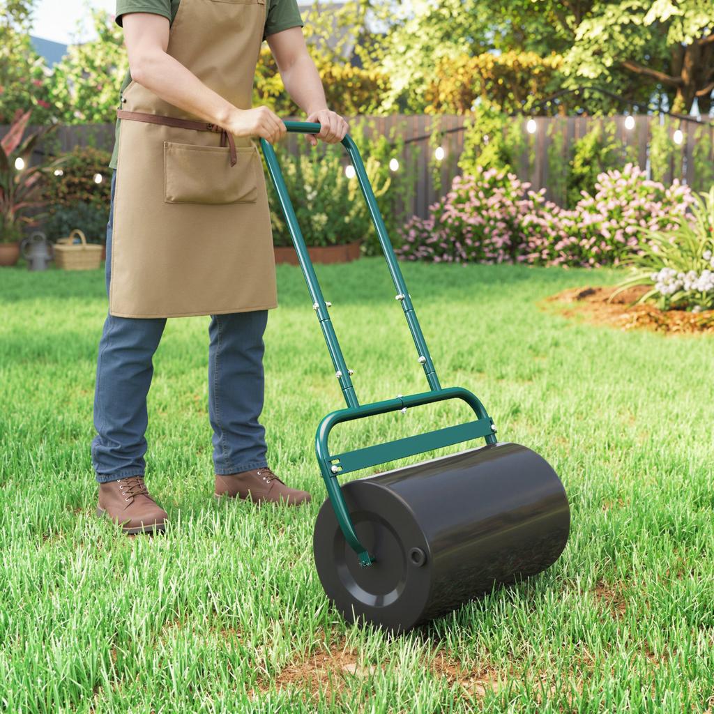 38L Fillable Cylinder Steel Lawn Roller - Dark Green