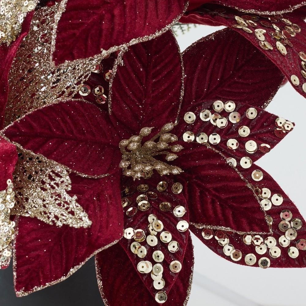 30CM Christmas Glitter Flower Sequins Simulation Flowers New Sequins Flower  Home Decoration