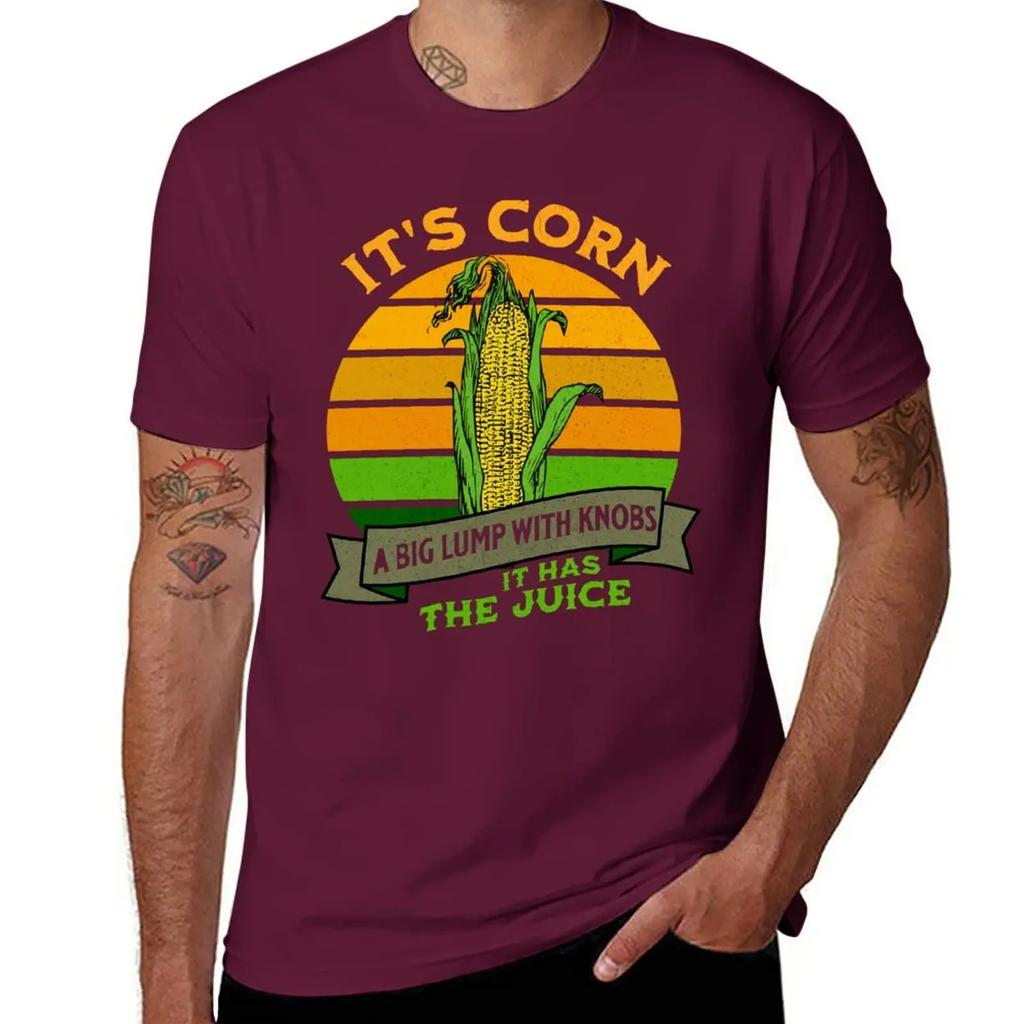 Funny Corn - Retro Vintage It Has The Juice It’s Corn T-Shirt Vintage Clothes Blacks Slim Fit T Shirts for Men