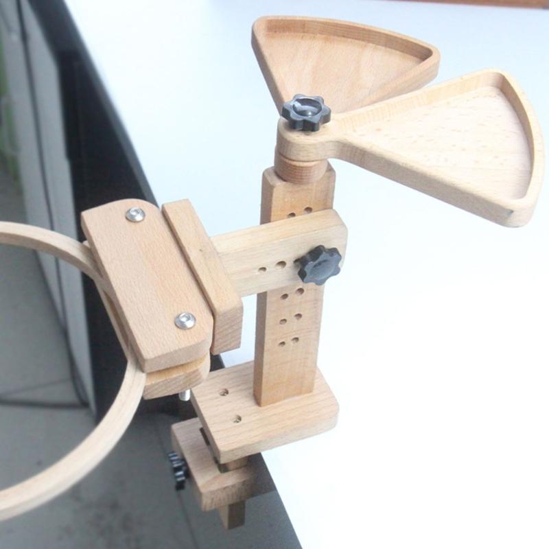 Adjustable Rotated Embroidery Hoop Stand 360 Degree Rotating Embroidery Frame Stand Wooden Cross Stitching Hoop Stand