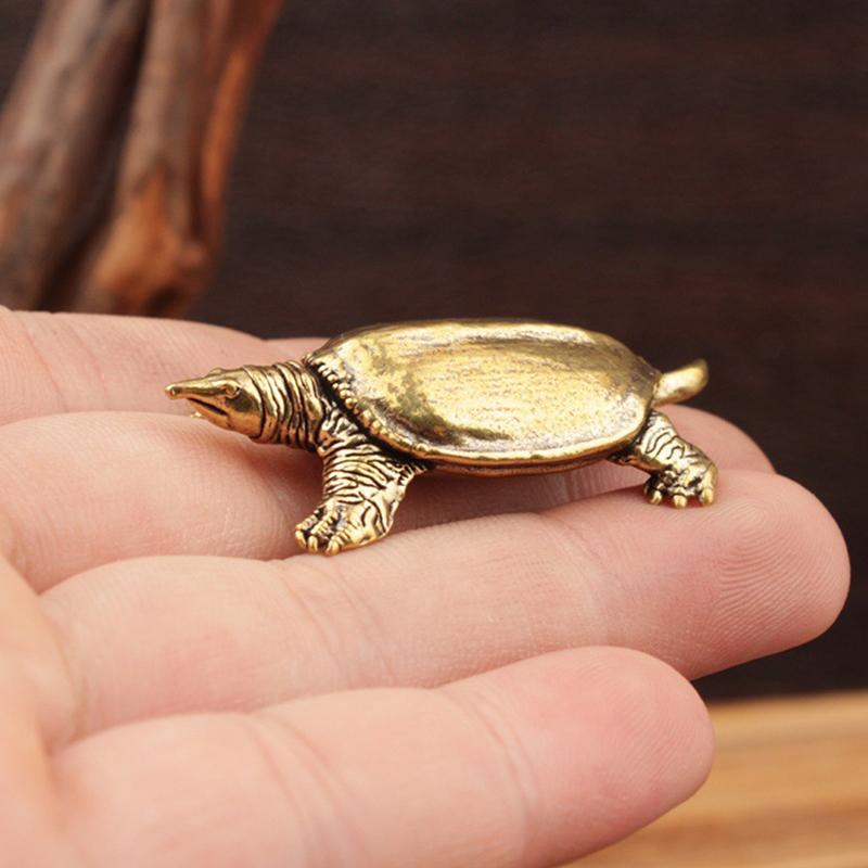 Pure Copper Feng Shui Turtle Statue Antique Brass Tortoise Figurine Lucky Charm Ornament for Home Office Business Place Decor