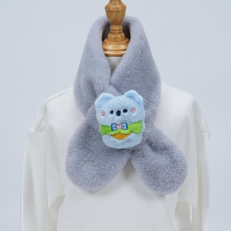 Cute Cartoon Panda Plush Scarf for Kids - Windproof & Thickened Winter Neck Warmer