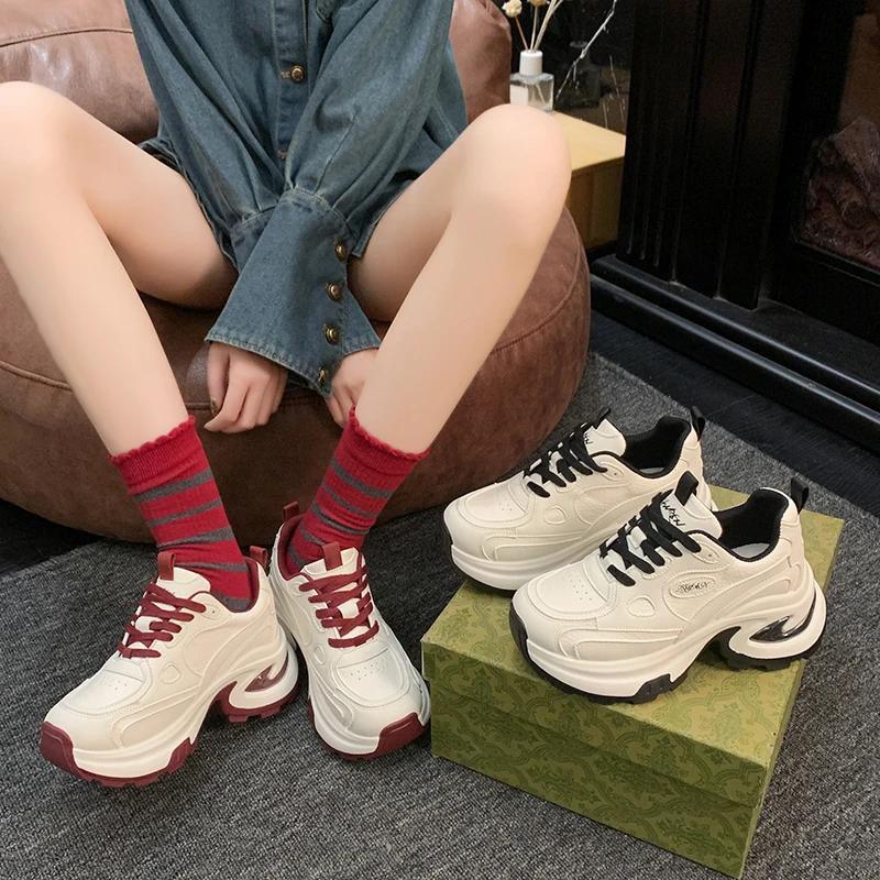 Women's Sports Shoes All Year Round Thick-soled Tennis Shoes Women's Casual Mesh Height Increase Zapatillas De Deporte