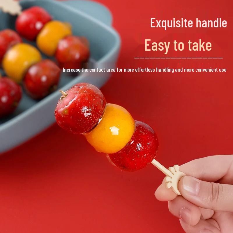 Cute Cartoon Bamboo Skewers for Tanghulu & Rock Candy - Child-Friendly Disposable Fruit Skewers