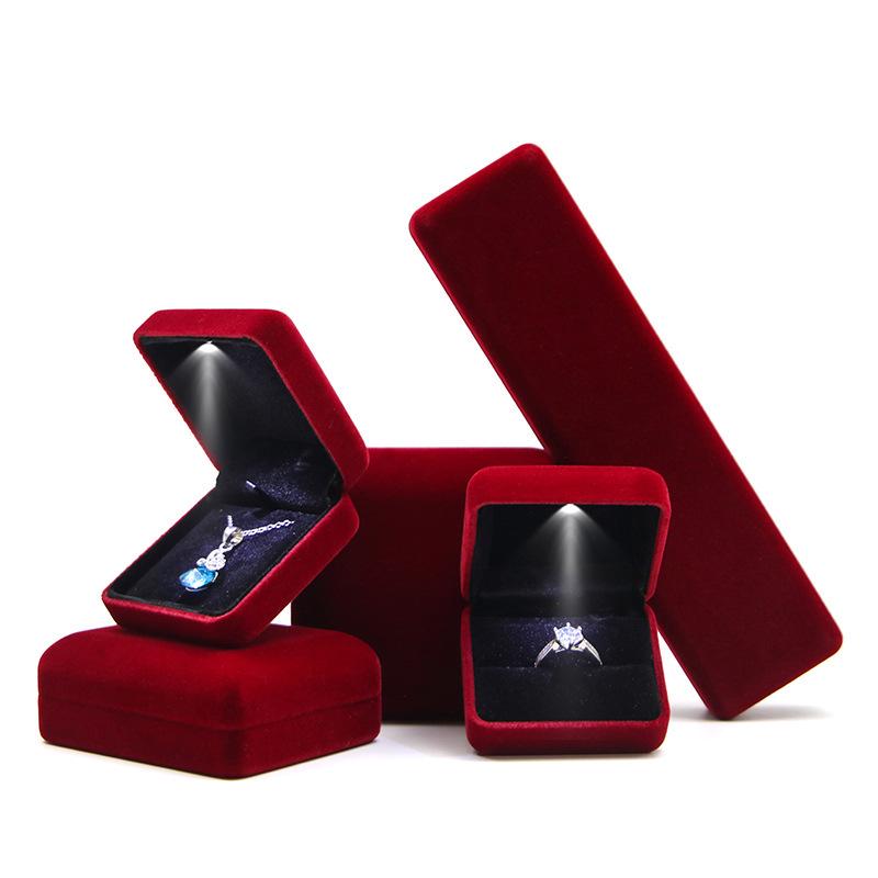 Creative LED Velvet Jewelry Storage Box for Rings, Pendants, Necklaces, Bracelets, and Bangles.