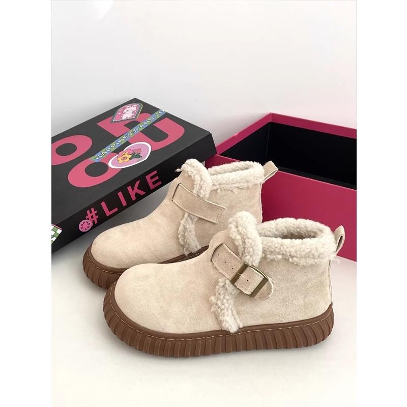 Platform bread shoes women's new winter Velcro velvet warm ins warm big head cotton shoes