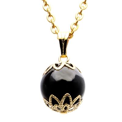 Morion Black Crystal Surgical Stainless Steel Stone Purification [GOLD STONE] Necklace, Design, Pendant, Chain, Amulet, Words, Simple,