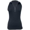 2024 Women's Fashion Casual Solid Color Ribbed Zip-Up Vest T-Shirt with Turn-Down Collar for Spring/Summer