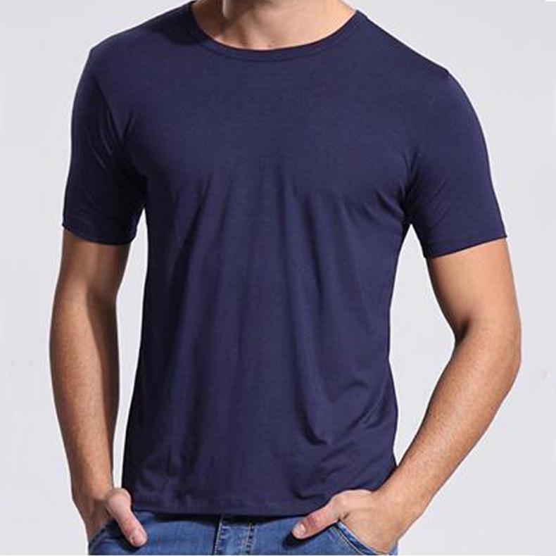 Korean Style Men's Bamboo Fiber Modal T-Shirt - Solid Color, Round Neck, Half Sleeve