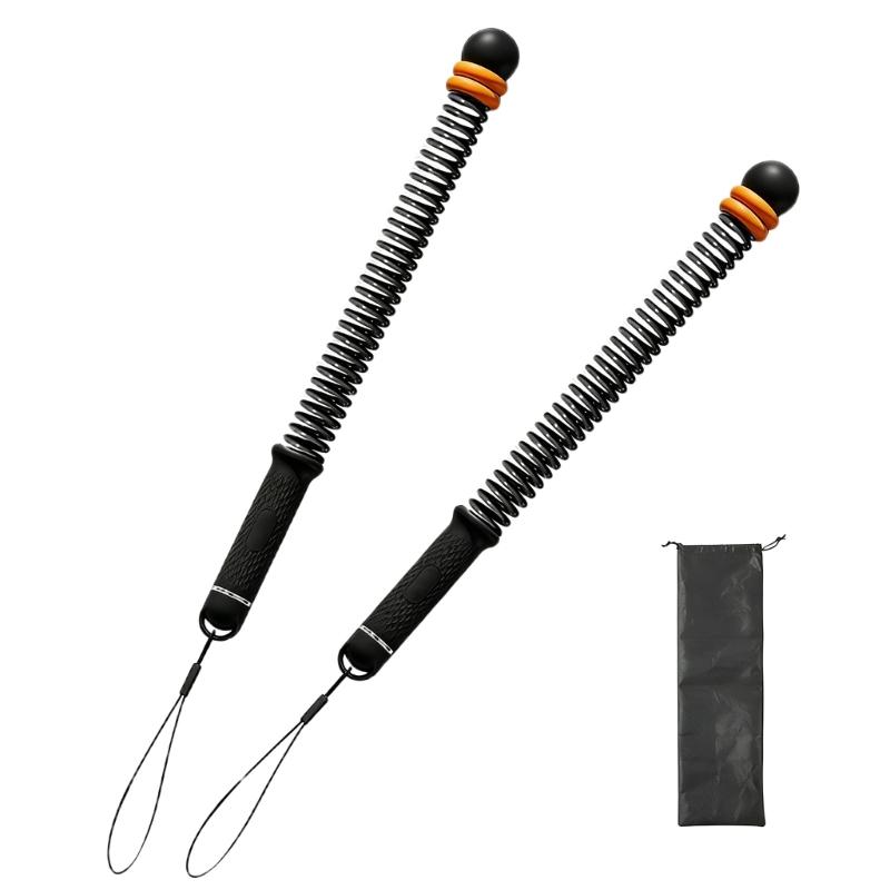 

Pack of Soft Grip Cordless Spring Battle Rope Quiet Adjustable Resistance Including Storage Bag Efficient Workouts 1 чёрный