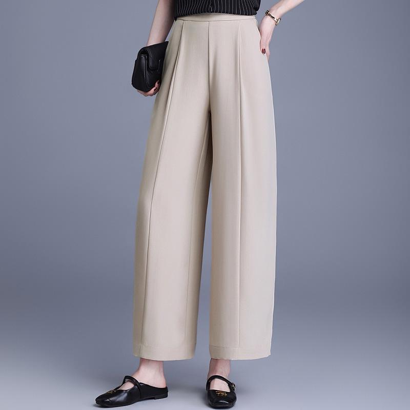 Spring 2026 Elegant Casual High Waist Wide Leg Pants for Middle-Aged and Elderly Women