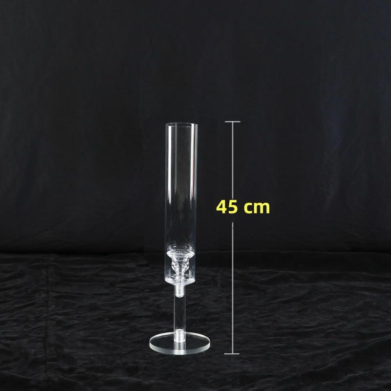 Clear Crystal Acrylic Candle Holder Wedding Candelabra Centerpieces Candlestick Flower Stand for Party Wedding Decoration (Clear,Single Arm 45cm)