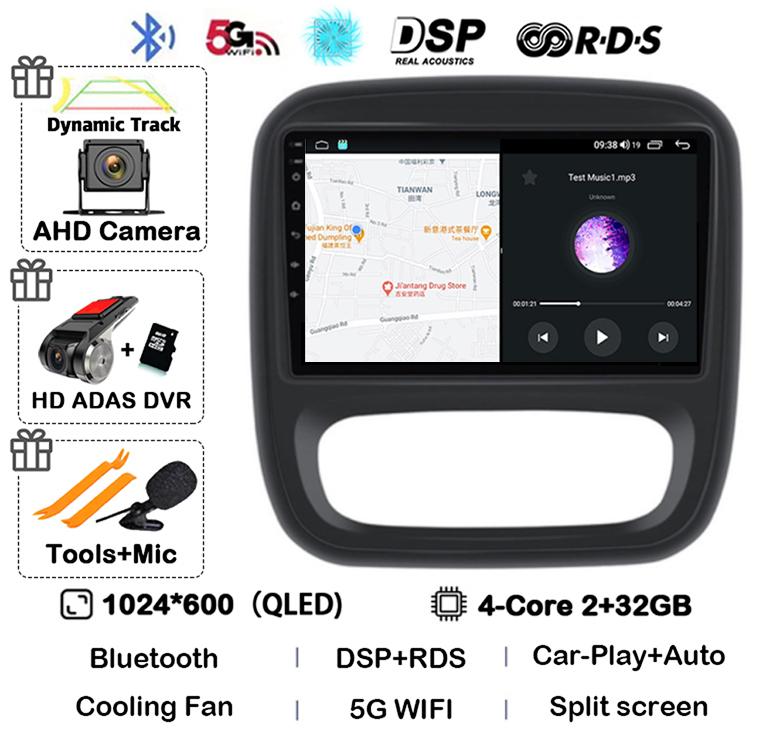 Android 14 Carplay Auto For Renault Trafic 3 2014-2021 Opel Vivaro B 2014-2018 BT Autoradio GPS Multimedia Player Stereo WIFI+4G