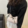 Cute Bowknot Print Shoulder Bag With Plush Pendant Crossbody Bag Handbag Girly Tote Commuter Bag  Women Underarm Bag Gift