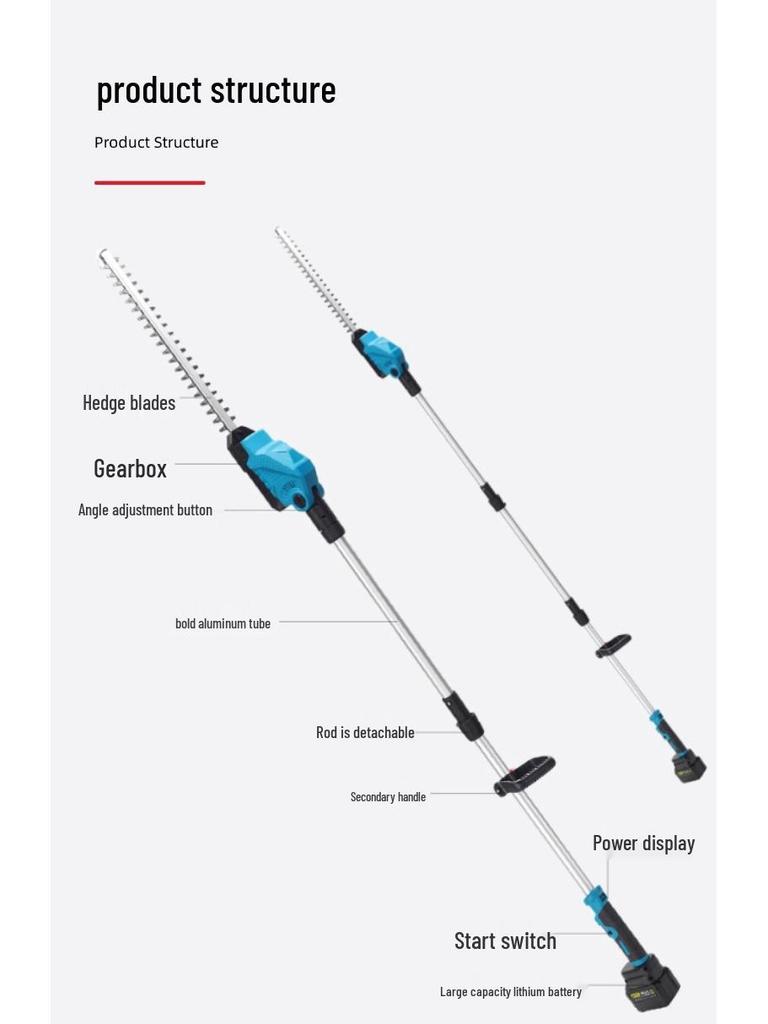 Introducing the 2026 High-Power Telescopic Electric Hedge Trimmer with Rechargeable Lithium Battery.