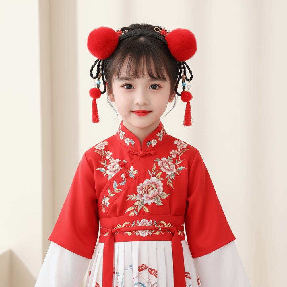 Tassel Chinese New Year Headwear Butterfly Ancient Style Red Hairband Children Wig Headband Daily