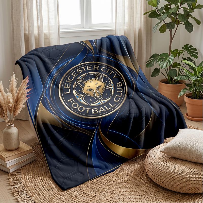 Leicester City Football Print Flannel Blanket, Soft Warm Lightweight Throw Blanket for Sofa Bed Camping