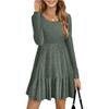 Women Long Sleeve Pullover Dress Women Crew Neck A-line Casual Dress Autumn and Winter