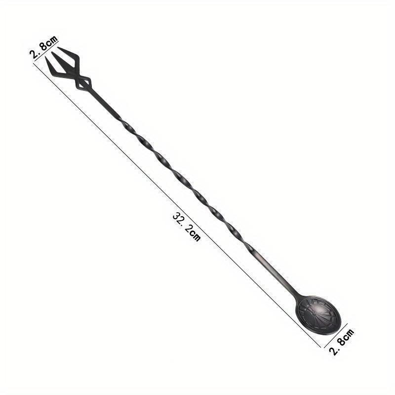 

32 см длинная ручка, коктейльная спиральная ложка для смешивания, вилка из нержавеющей стали, стержень для размешивания виски, бармен, мадлеры, кухонные аксессуары для бара