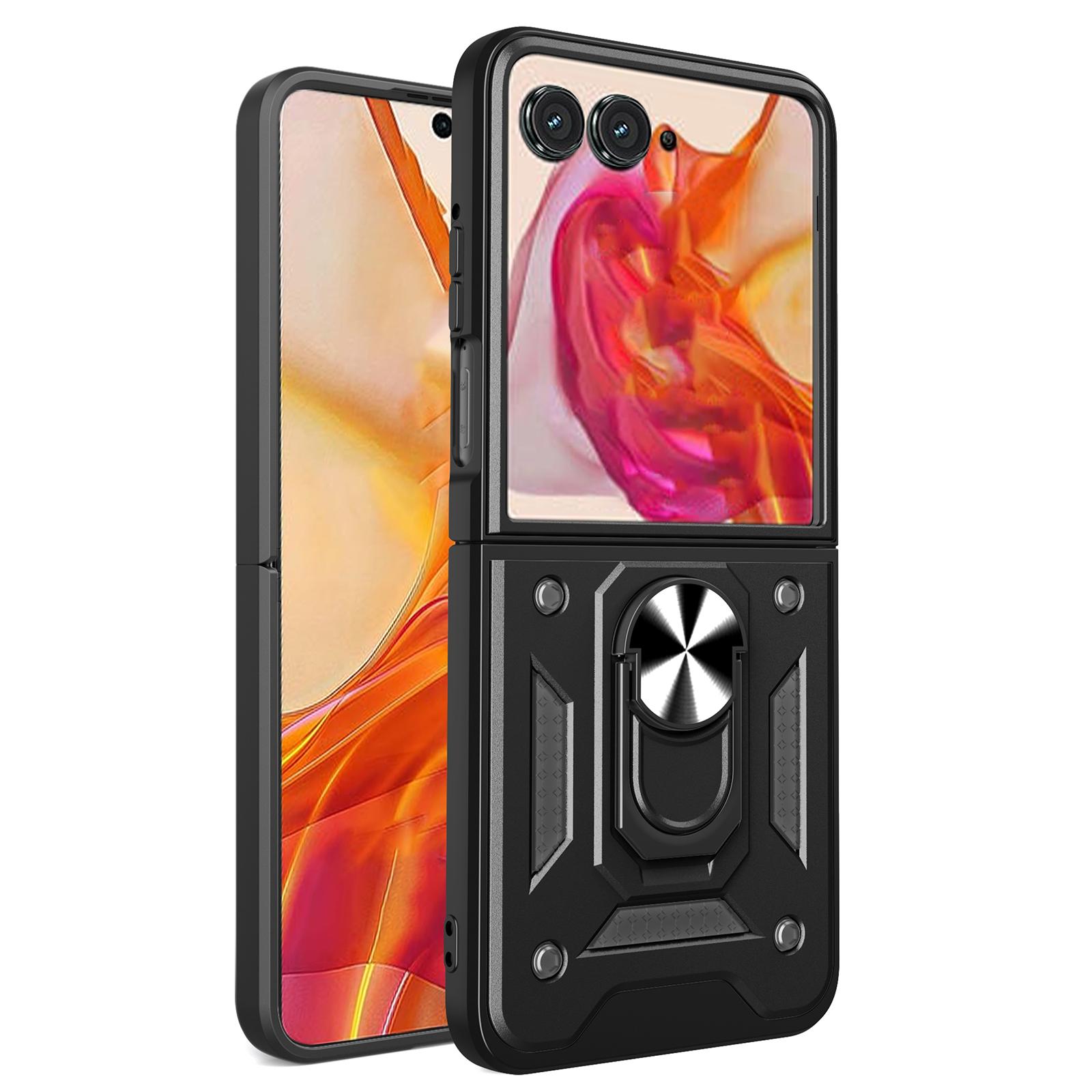 

Чехол для Motorola Razr 60/Razr 50 5G с выдвижной крышкой для камеры, PC+TPU, с подставкой, чехол для телефона Black