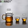 BORREY Travel Tea Set Portable Glass Teapot Infuser Set For Loos Tea Heat-resistant Glass Teapot With Travel Bag Kung Fu Tea Set