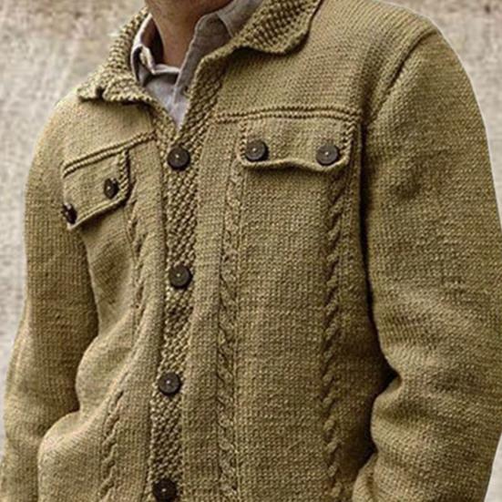 Pull pour Homme Multiboutons Manches Longues Respirant Couleur Unie Cardigan Tricoté pour Homme pour la Maison