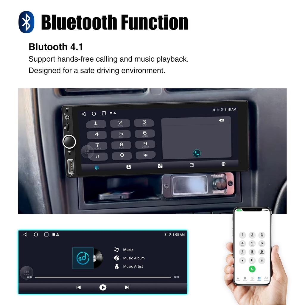 2026 New 6.86" Android 14 1 DIN 4+64G Car Stereo Radio Carplay Android Auto 1DIN GPS NAV Wifi BT RDS WIFI BT USB Type-C Universal Large screen dashcam