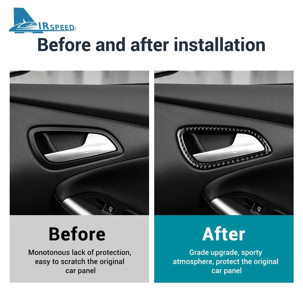 Real Soft Carbon Fiber Sticker For Ford Focus SE ST Ecoboost 2012 2013 2014 LHD RHD Car Door Handle Frame Panel Trim Accessories
