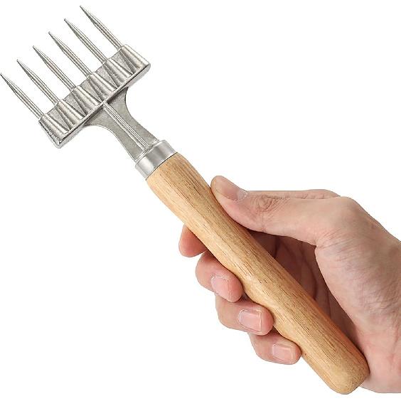 Ice Pick with Wooden Handle, 9 Inch X 2.4 Inch 6 Fork Silver Stainless Steel Ice Crusher for Ice Breaking At Home and Bar (6 Fork)