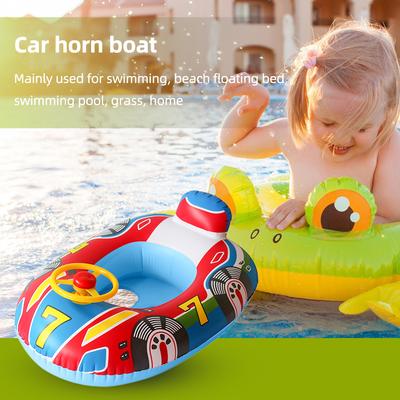 Inflatable Toddler Swim Circle PVC Car Horn Boat Pool Child Water Seat Fun Tear-resistant Water for Beach Pool Party