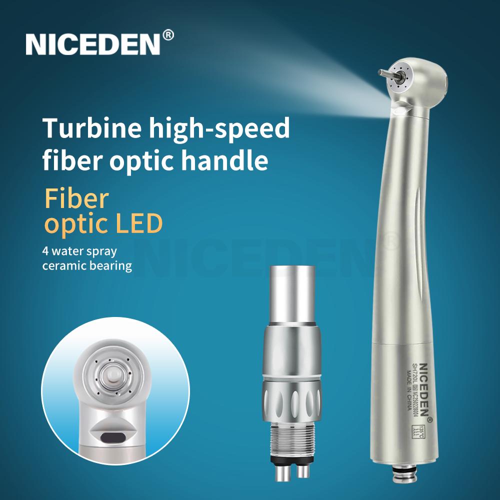 Niceden AI-X600L 21W Power Stainless Steel Standard Head Air Turbine High Speed Handpiece Dentals Optical LED N-Coupling Tools Materials