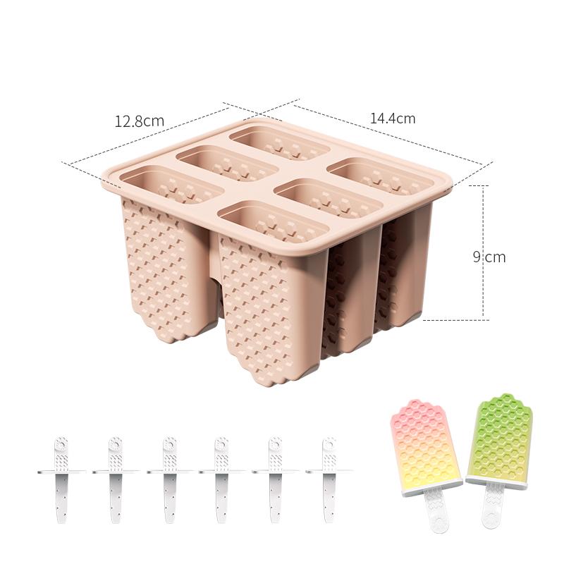 Силиконовые формы для мороженого, 6 ячеек, без BPA, красные, конусообразной формы, формы для приготовления пищи с палочками, гаджеты для приготовления мороженого розовый