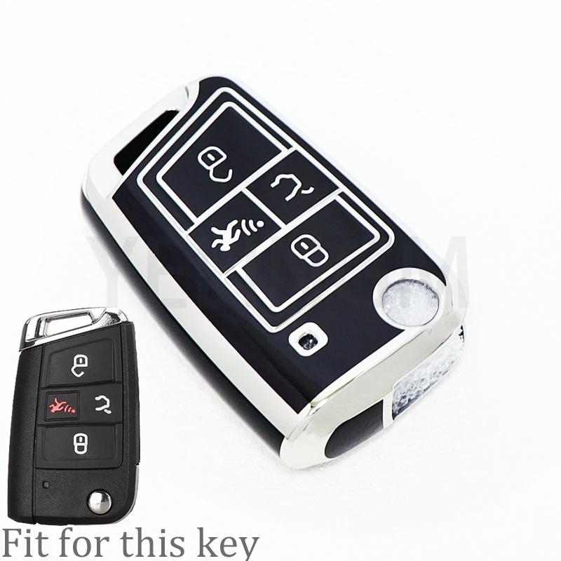 For Vw Volkswagen Golf 7 Mk7 Tiguan Mk2 Seat Ateca Leon Fr Ibiza Skoda Octavia Kodiaq 4 Buttons New Tpu Car Key Case Cover Shell