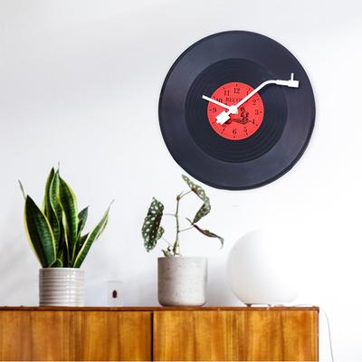 Sanat Duvar Müzik Odası Süslemeleri için Müzikal Siyah Plak Duvar Saati