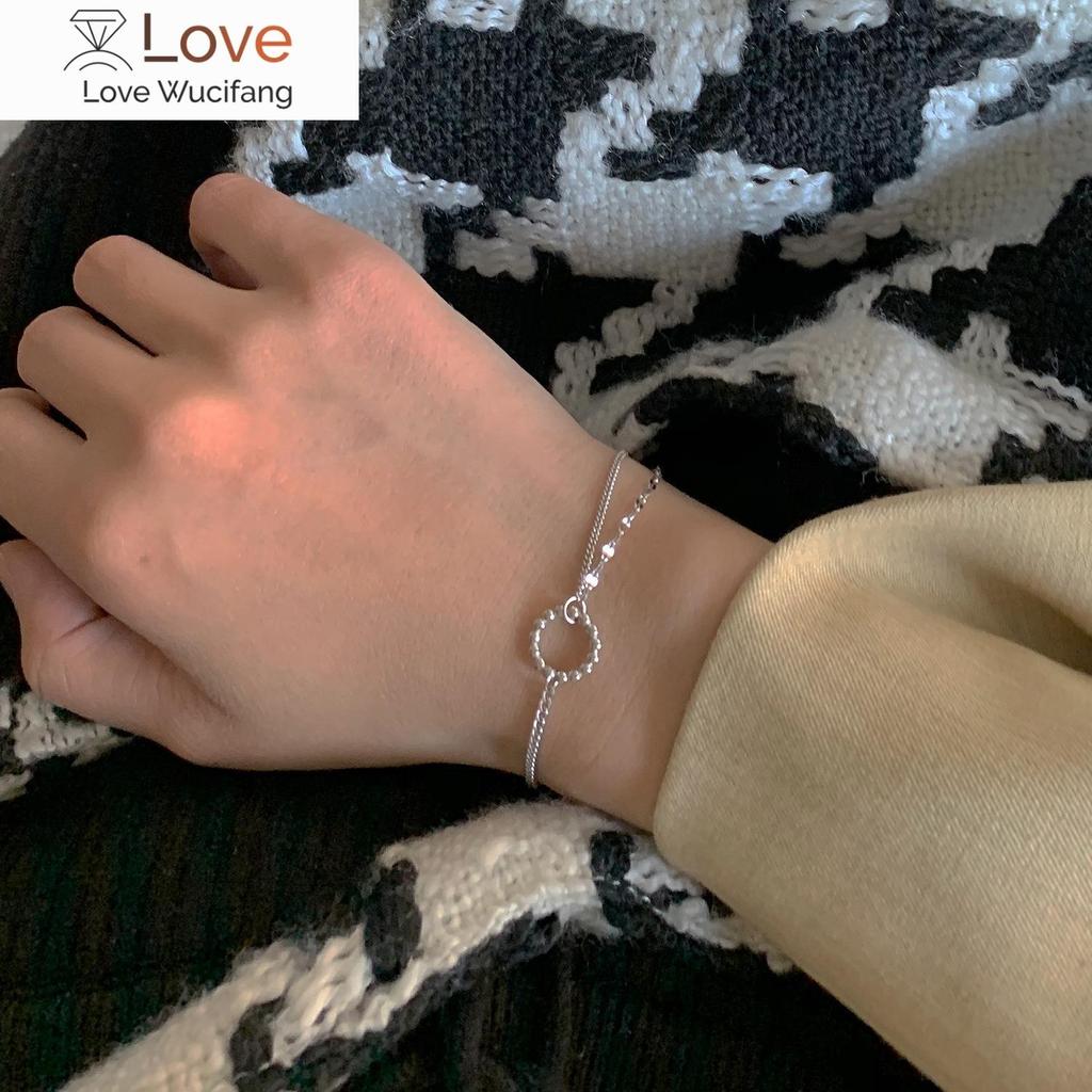 Ins Fashion  Fine Jewelry 925 Sterling Silver Double Chain Round Beads Bracelet & Bangle for Women Charm Bracelet